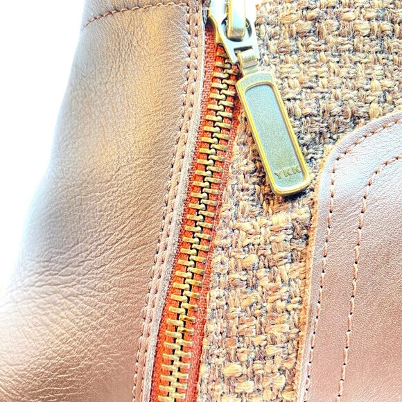 Propet Taneka Womens Leather & Tweed Booties Size 9 Brown With Side Zip - Picture 6 of 9